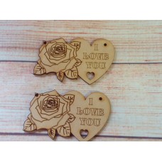 Laser Cut Rose Heart I Love You